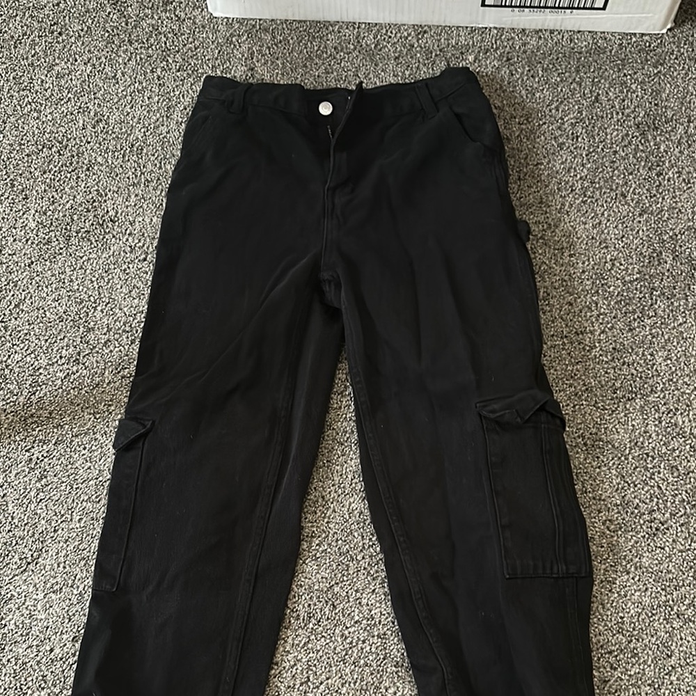 PLAYBOY Black Cargo Pants with Iconic Logo